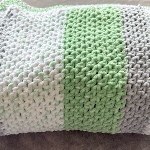 Handmade Green and Gray Crochet Blanket 54x43